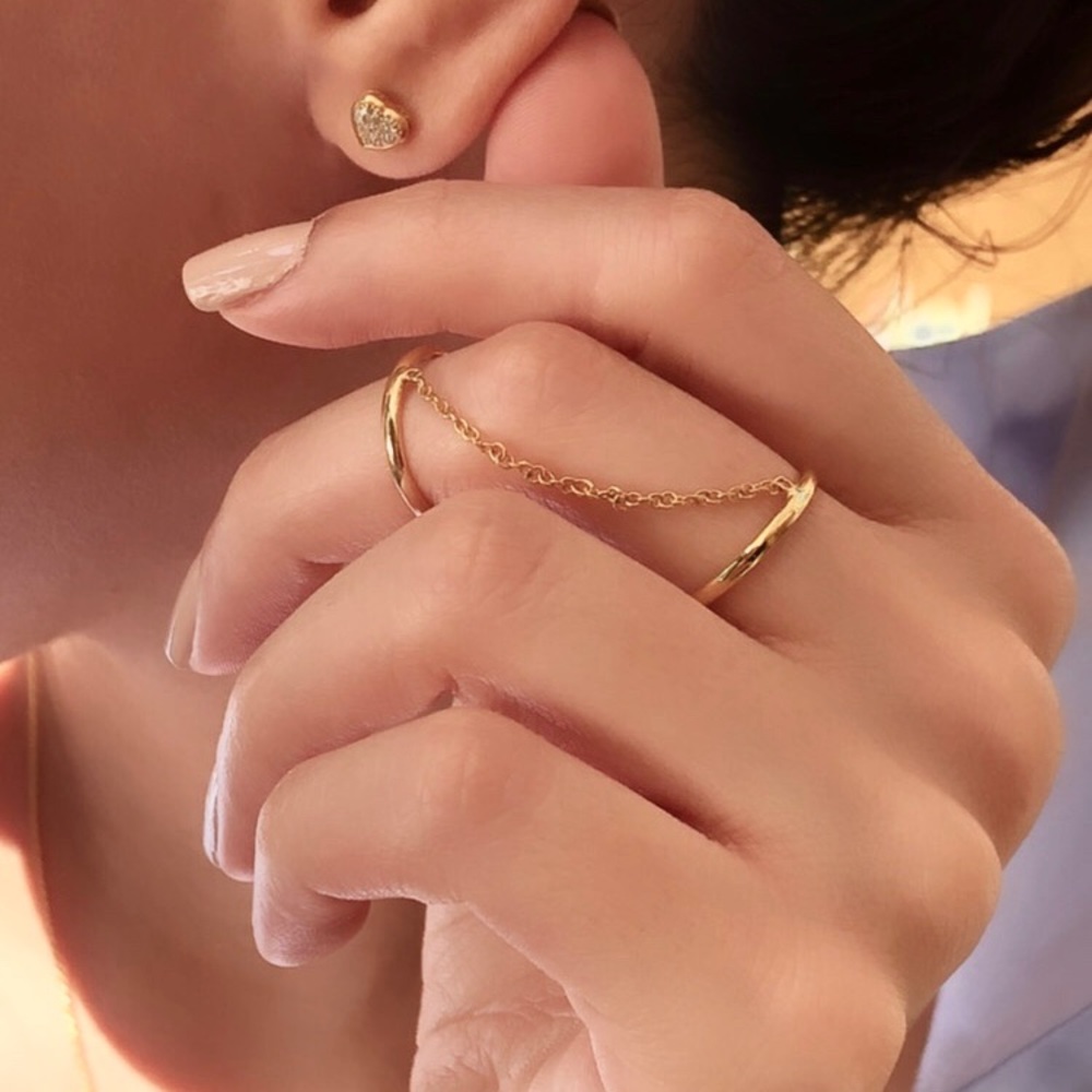 Solid 14K gold stackable, midi or knuckle ring